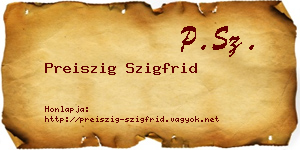 Preiszig Szigfrid névjegykártya